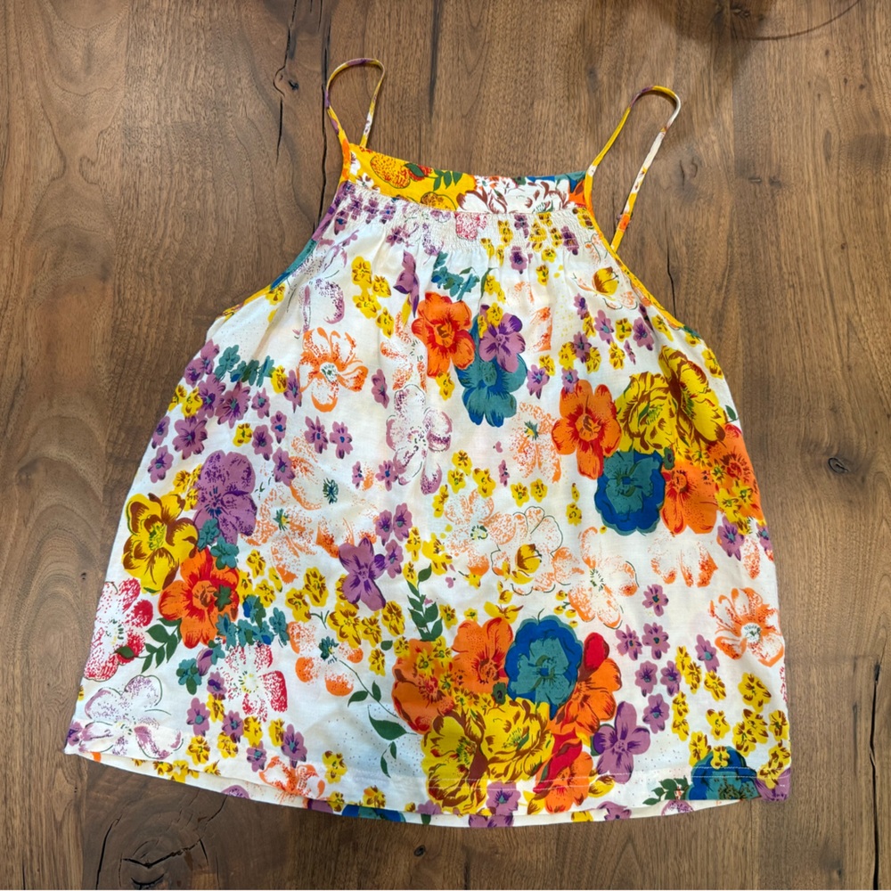 Anthropologie Multicolor Tropical Floral Tank top $25 size medium
